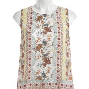 Rose & Rhyme Tank Top Womens Size M Medium Floral Boho Sleeveless Button Back